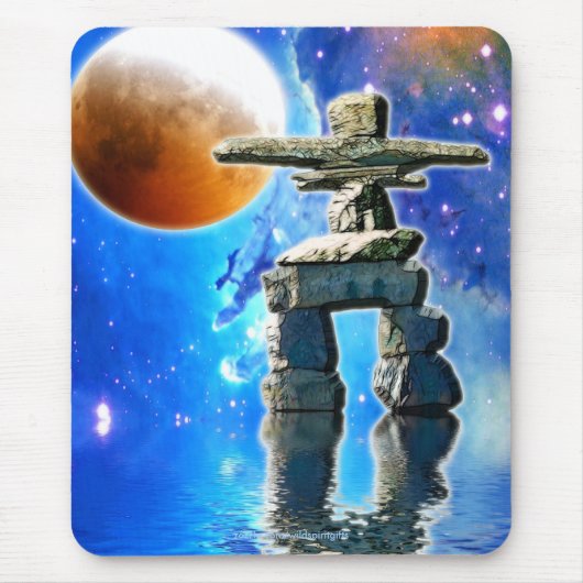 Inukshuk Moon & Space Fantasy Art Mousepad Muismat (Voorkant)