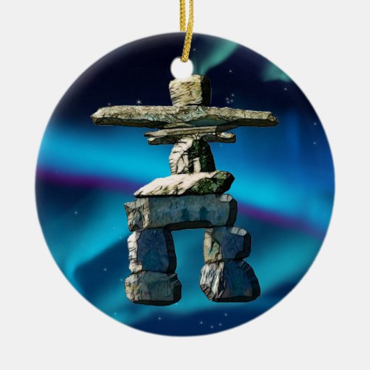 Inukshuk Native American Spirit Stones Keramisch Ornament (Voorkant)