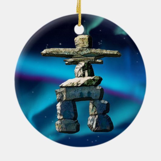 Inukshuk Native American Spirit Stones Keramisch Ornament (Achterkant)