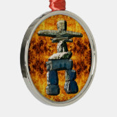 Inukshuk Native American Spirit Stones Metalen Ornament (Rechts)