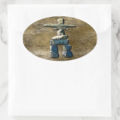 Inukshuk Native American Spirit Stones Ovale Sticker (Tas)