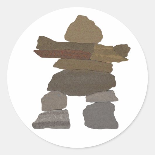 Inukshuk Ronde Sticker (Voorkant)
