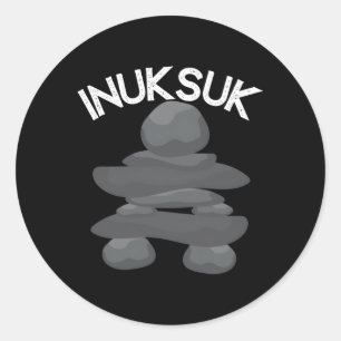 Inukshuk stenen beeld M sculptuur Inuksuk Ronde Sticker