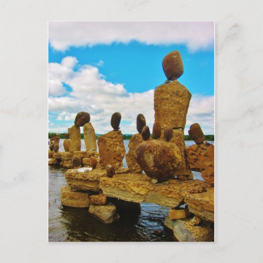 Inukshuk stone river sculpturen briefkaart (Voorkant)