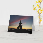 Inukshuk Sunset Kaart (Gele Bloem)