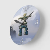 Inukshuk & Wilderness Moon Art Clock Ronde Klok (Hoek)