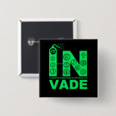 Invade Pin Vierkante Button 5,1 Cm (Voorkant /achterkant)