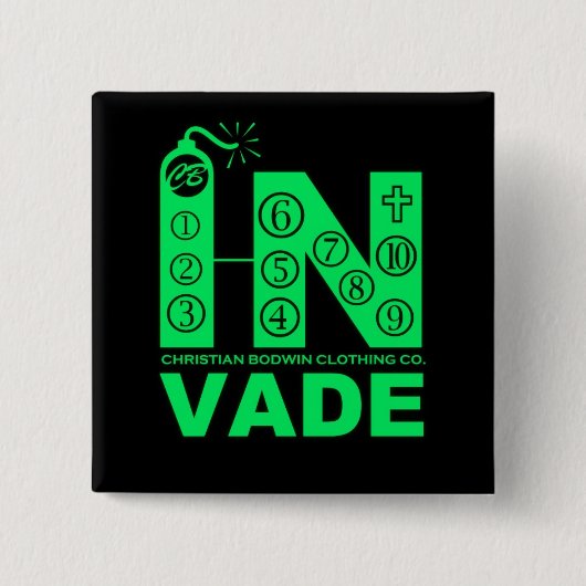Invade Pin Vierkante Button 5,1 Cm (Voorkant)