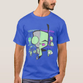 Invader Zim Gir Doom Gridechno Split Face Art frie T-shirt (Voorkant)