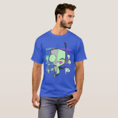 Invader Zim Gir Doom Gridechno Split Face Art vrie T-shirt (Voorkant volledig)