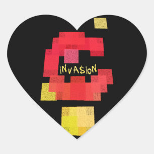 Invaders vs Tetris Hart Sticker