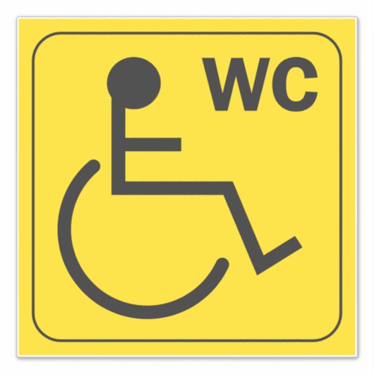 Invalidentoilet Rolstoel Sticker Symbool (Voorkant)