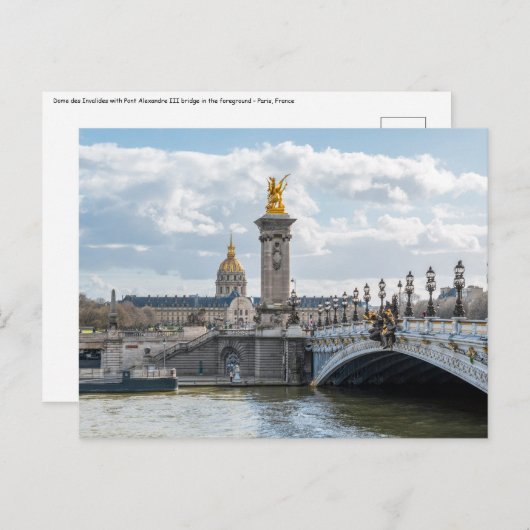 Invalides en Pont Alexandre III-brug - Parijs Briefkaart (Voorkant / Achterkant)