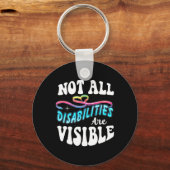 Invaliditeit shirt Niet alle handicaps zijn zichtb Sleutelhanger (Achterkant)