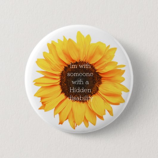 Invaliditeitsbewustzijn zonnebloem badge ronde button 5,7 cm (Voorkant)