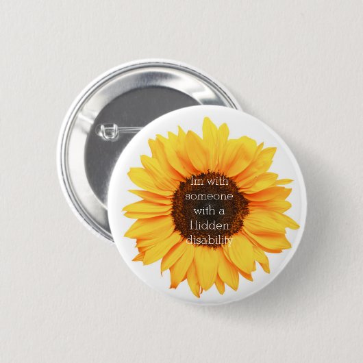 Invaliditeitsbewustzijn zonnebloem badge ronde button 5,7 cm (Voorkant /achterkant)