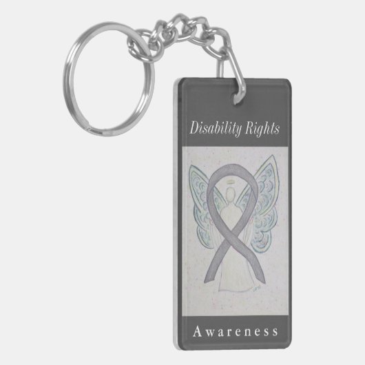 Invaliditeitsrechten Bewustmaking Ribbon Angel Sle Sleutelhanger (Voorkant Links)