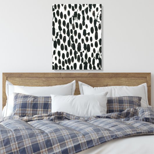 Invariabele I | Zwarte Waterverf Canvas Afdruk (Insitu (Slaapkamer))