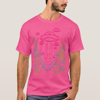 Invasie UFO Minimal Art Funny Rave Techno Edm Lov T-shirt