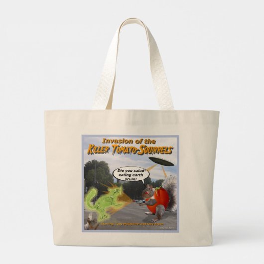 Invasie van de killer Tomato Squirrels Grote Tas (Achterkant)