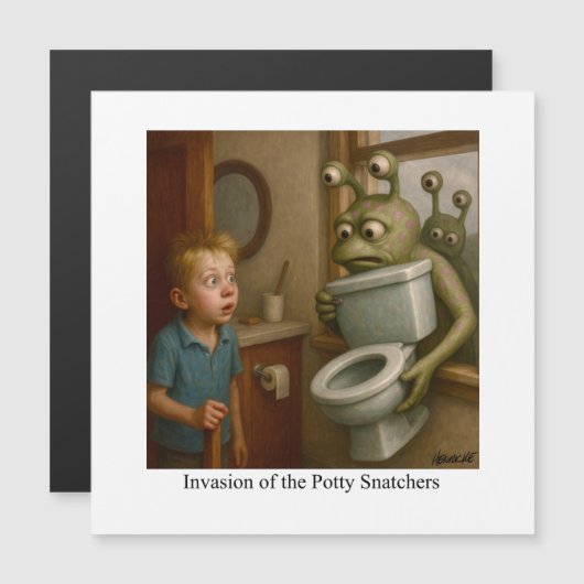 Invasie van de Potty Snatchers Magnetische Uitnodiging (Voorkant / Achterkant)