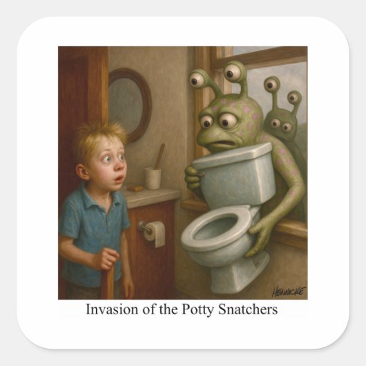 Invasie van de Potty Snatchers Vierkante Sticker (Voorkant)