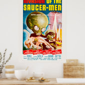Invasie van de Sci-Fi-horror-film met saucer-Manne Poster (Keuken)