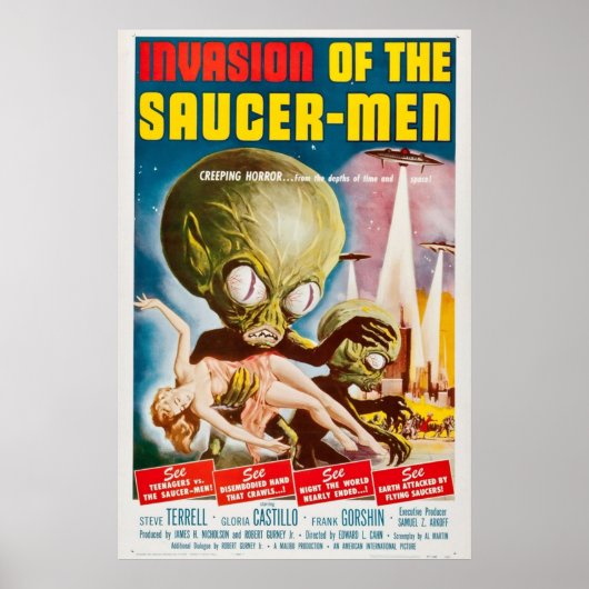 Invasie van het Saucer Man 1957 oorspronkelijke Vi Poster (Voorkant)