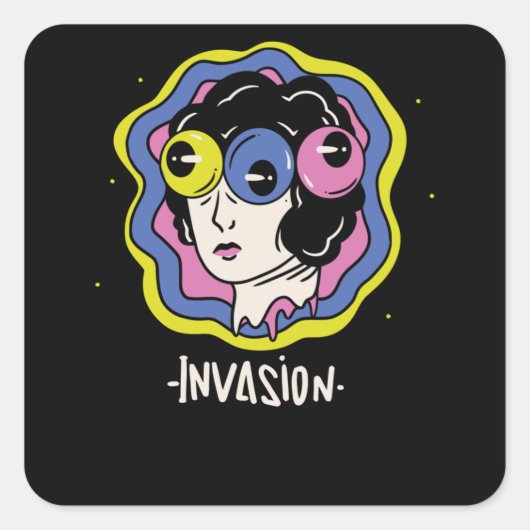 Invasie Vierkante Sticker (Voorkant)