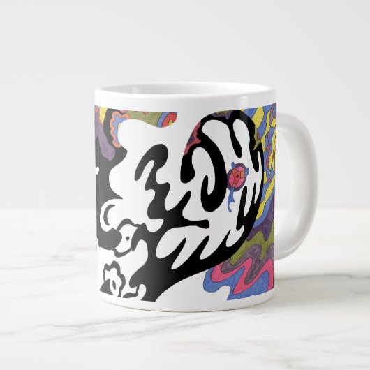 "Invasion" Abstracte kunst Grote Koffiekop (Voorkant rechts)