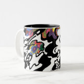 "Invasion" Abstracte kunst Tweekleurige Koffiemok (Voorkant links)