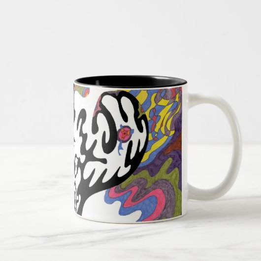 "Invasion" Abstracte kunst Tweekleurige Koffiemok (Rechts)