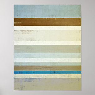 'Invent' Blue en Beige Abstract Art Poster