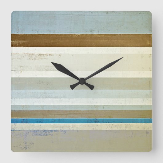 'Invent' Blue en Beige Abstract Art Vierkante Klok (Voorkant)