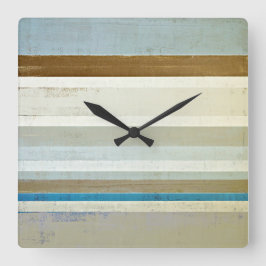 'Invent' Blue en Beige Abstract Art Vierkante Klok