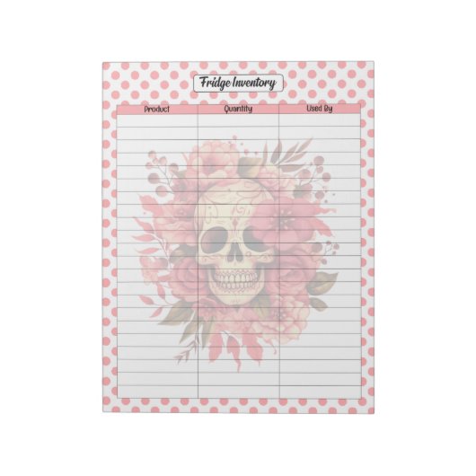 Inventaris van de Schattigee suikerschedel koelkas Notitieblok (Linkerzijde)