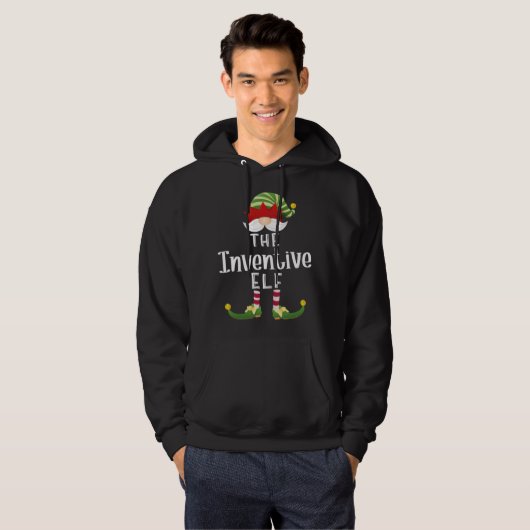 Inventieve Elf Kerstmis Funny Pajama Party Hoodie (Voorkant volledig)