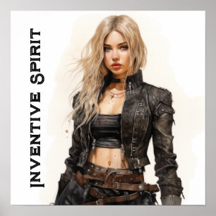 Inventieve geest Steampunk jonge vrouw Poster