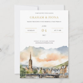 Inverness Watercolor Invitation Kaart