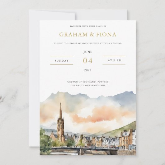 Inverness Watercolor Uitnodiging (Voorkant)