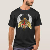 Inverted Angel Winged katholiek Golden Cross T-shirt (Voorkant)