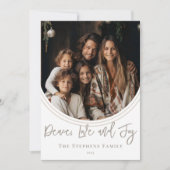 Inverted Arch Trendy Peace Love and Joy Foto Feestdagenkaart (Voorkant)