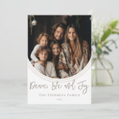 Inverted Arch Trendy Peace Love and Joy Foto Feestdagenkaart (Staand voorkant)