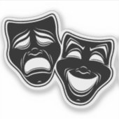Inverted Black And White Comedy And Tragedy Masks Sticker (Voorkant)