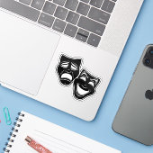 Inverted Black And White Comedy And Tragedy Masks Sticker (Laptop met iPhone)
