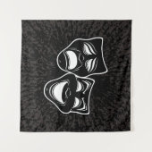 Inverted Black And White Comedy And Tragedy Masks Wandkleed (Voorkant (horizontaal))
