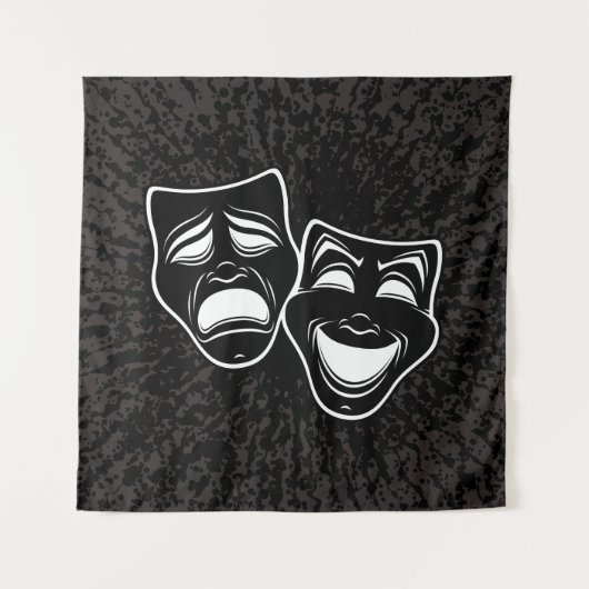 Inverted Black And White Comedy And Tragedy Masks Wandkleed (Voorkant)