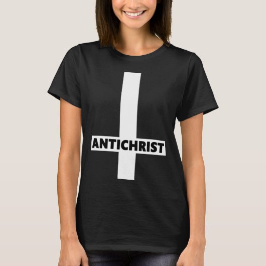 Inverted Cross Antichrist Upside Down Satan Atheis T-shirt (Voorkant)