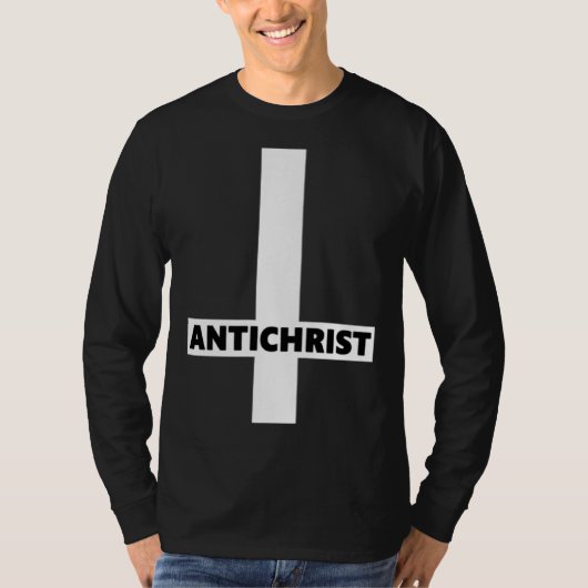Inverted Cross Antichrist Upside Down Satan Atheis T-shirt (Voorkant)