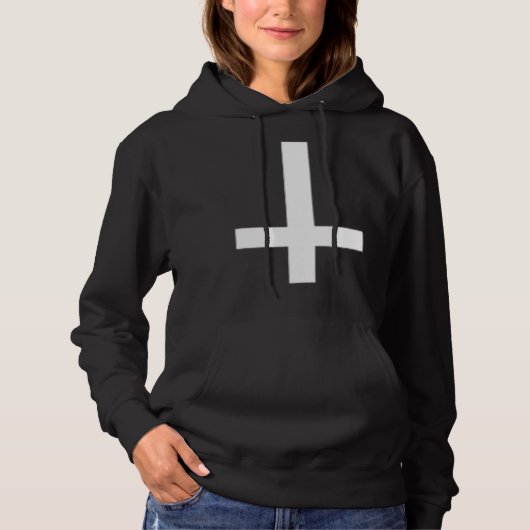 Inverted Cross Upside Down Satan Antichrist Atheis Hoodie (Voorkant)